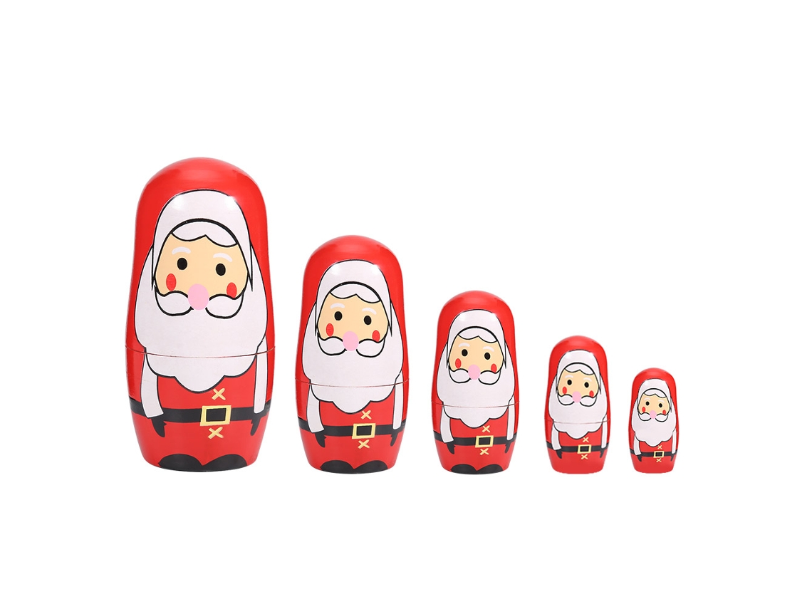 Peças De Bonecas Matrioskas De Madeira Bonitas À Mão Para Natal Conjunto Russo De Decoração Para Casa (papai Noel Pequeno)