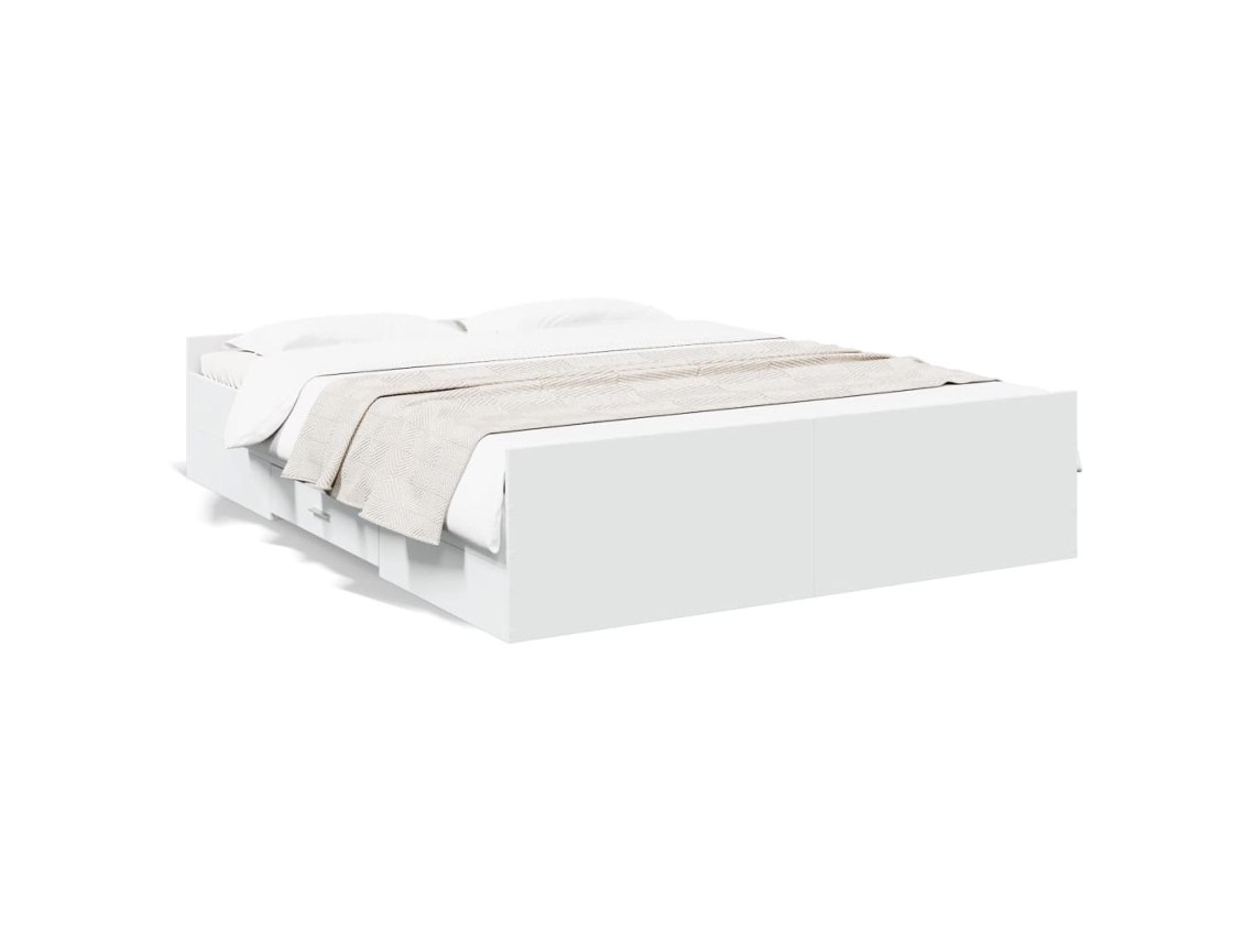 Bed Frame, Bed Frames Vidaxl Branco Madeira Processada (140 X 200 Cm)