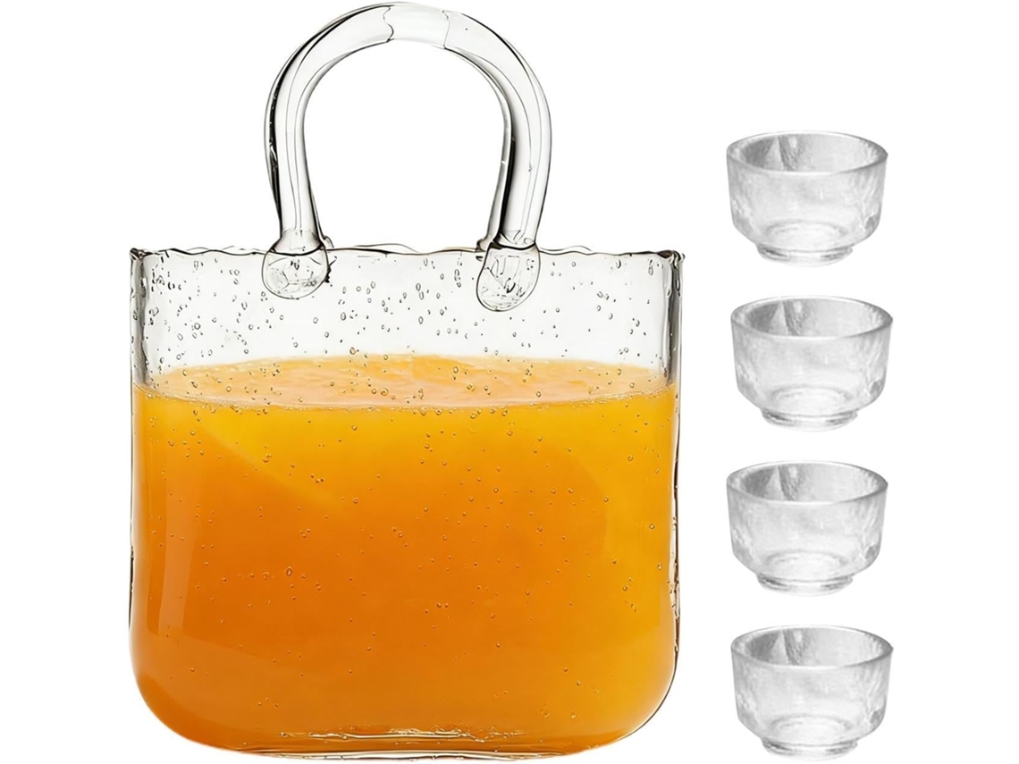 Conjunto De 2 Copos De Chá Transparentes De 340 Ml Em Formato De Bolsa.
