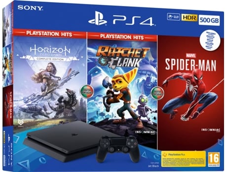 PS4 - Consola PlayStation 4 Slim 500 GB Black com Jogo Spider-Man