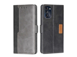 Capa De Couro Com Fivela Lateral Em Cores Contrastantes Para Motorola Moto G 5g 2022