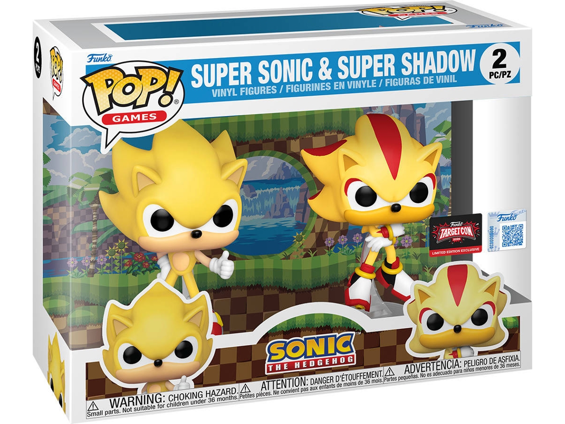 Figura FUNKO Pop! Game: Pack Super Sonic e Shadow - Flocked (Possível Chase)