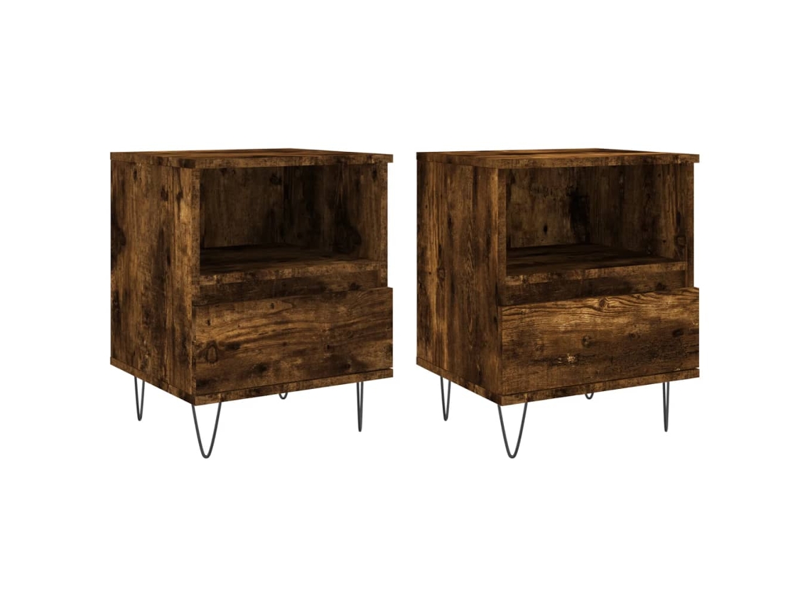 Bedside Cabinet, Bedside Cabinets Vidaxl Marrom Madeira Processada (n/a)