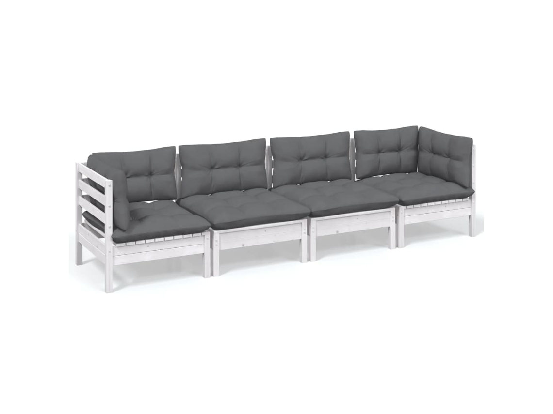 Conjunto de 4 Lounge de Jardim C/ Almofadões Pinho Maciço MAISON EXCLUSIVE
