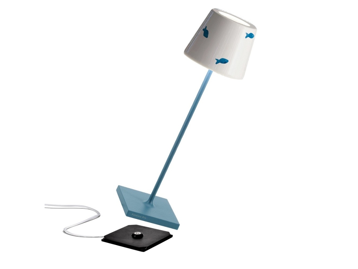 Candeeiro de Mesa Poldina Lido Peixe Azul Recarregável e Regulável Led ZAFFERANO