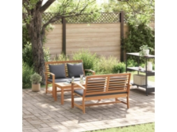 Vidaxl Conjunto de Sofá de Jardim 3 Pcs Natural Madeira de Teca Sólida