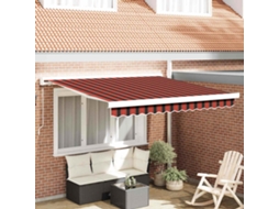 Vidaxl Toldo Retrátil Vermelho E Preto 350 X 250 Cm Lona E Alumínio