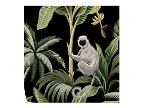 Papel de Parede Esotico WALLPAPERS4BEGINNERS Macaco Preto (250x200cm - Preto)