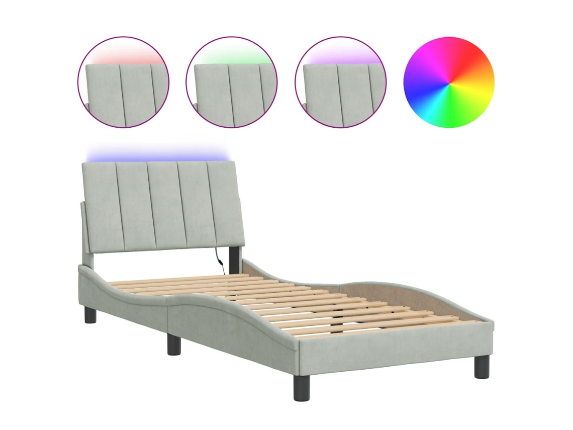 Bed Frame, Bed Frames Vidaxl Cinzeto Veludo (90 X 190 Cm)