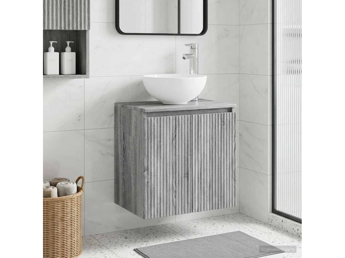 Vidaxl Vaidade Com Pia Suspensa Sonoma Cinzento 49,5 X 41 X 64,5 Cm