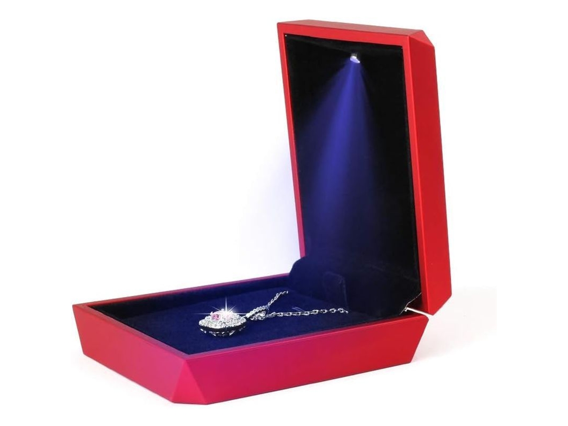 Caja De Joias Com Luz Led Para Colar Pulseira Presente De Parceiro Proposta De Casamento Dia Dos Namorados Vermelho
