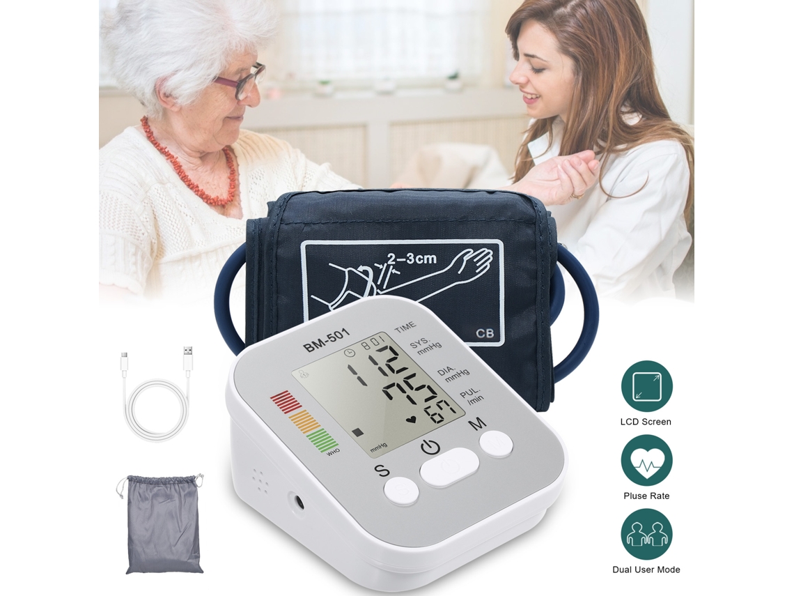 Yuru esfigmomanômetro Automático de Braço Portátil com Display Lcd Silencioso para Medição Precisa em Casa