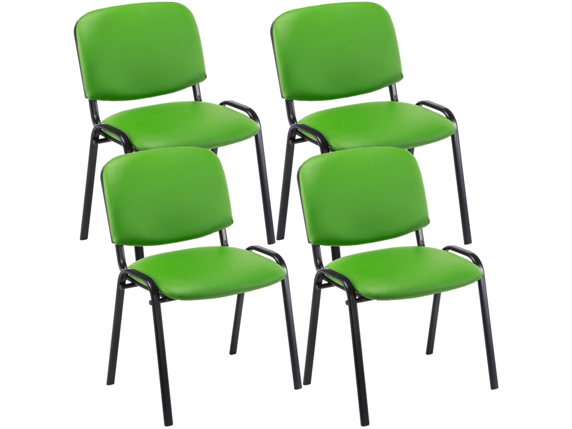 Conjunto de 4 cadeiras de visita Ken em imitação de pele verde CLP