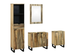 Vidaxl Conjunto De Móveis Para Banheiro 4 Unid. Castanho