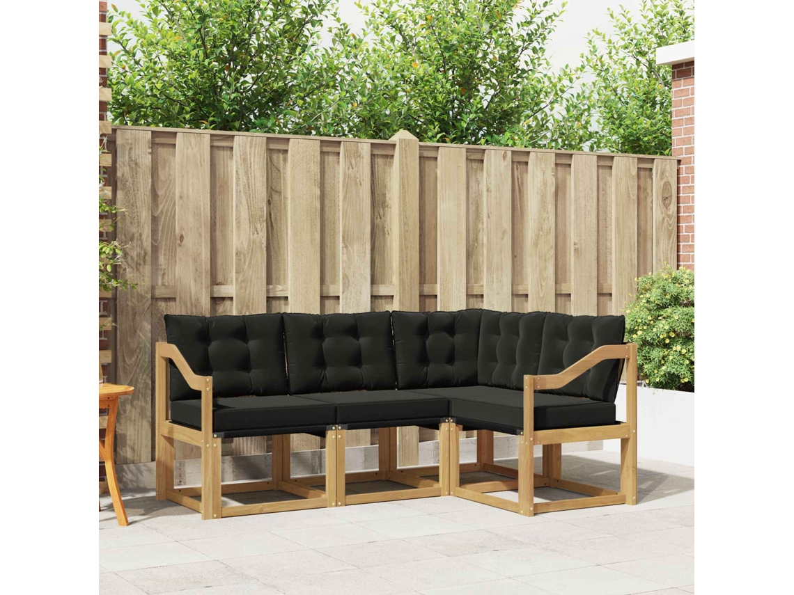 Vidaxl Conjunto De Sofás Para Exterior 4 Unid. Branco E Preto