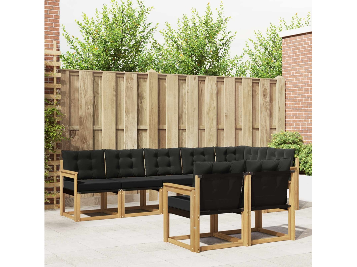 Vidaxl Conjunto De Sofás Para Exterior 8 Pcs Branco E Preto