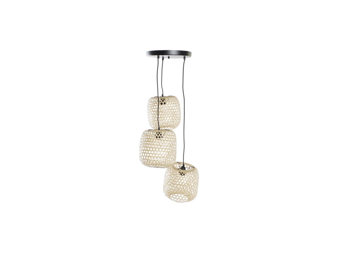 Luminária de Teto em Bambu, Marrom, 43x43x100cm ALEXANDRA HOUSE LIVING