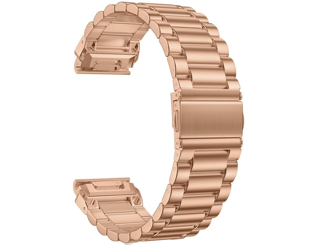 Bracelete para Garmin aço inoxidável com fecho dobrável três esferas Tactix ouro rosa (26mm)
