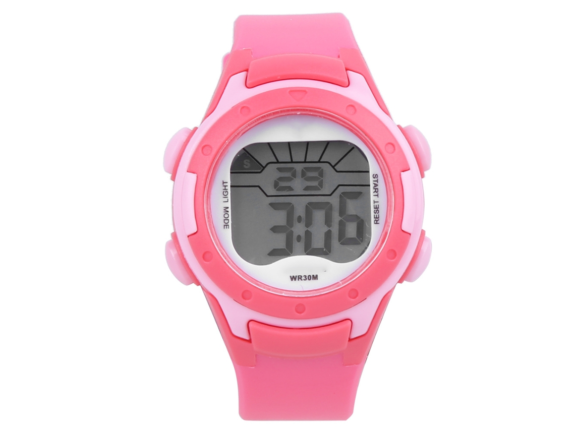 Relógio Eletrônico Infantil Esportivo 3atm Pulseira Pu Rosa Claro