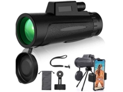 Monóculo 12 X 50 Hd Monóculo Hd com Suporte para Smartphone e Tripé À Prova Dágua para Observação de Pássaros Acampamento Caminhada Preto USHION