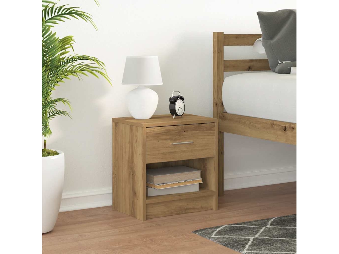 Vidaxl Mesa De Cabeceira Com Gaveta 39x28x41 Cm Carvalho Artisiano