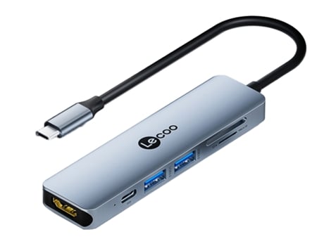 Adaptador LECOO Lkc1305H 6In1 Type-C a 2Usb3.0 Pd100W Hdmi Sd/Tf para Huawei Mate40/P50 S20
