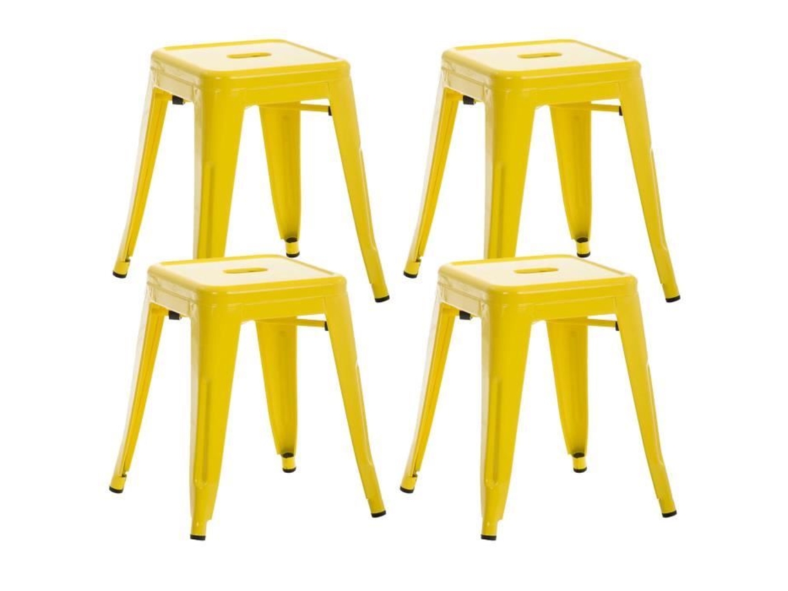 Armin Industrial Chairs Conjunto de 4 cadeiras empilháveis e em pé de metal amarelo