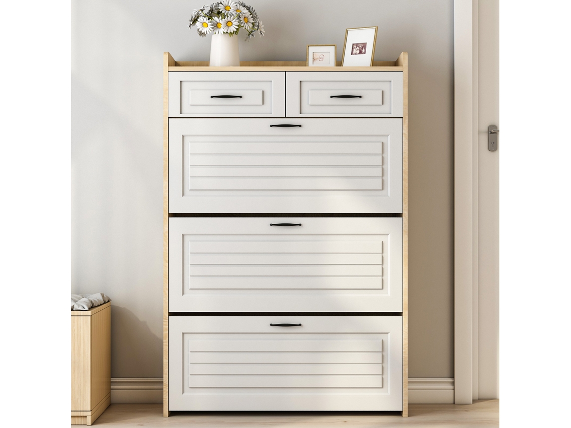 Sapateira Suporte Giratório ZIWEI STORE com 3 Portas e 2 Gavetas em Madeira (80x23,5x131 cm)