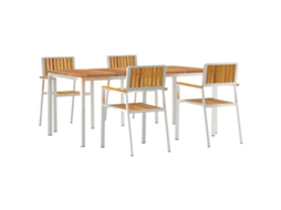 Conjunto 5 Jantar Ao Ar Livre Vidaxl Castanho Madeira De Acácia Maciça (180 X 90 X 75 Cm)