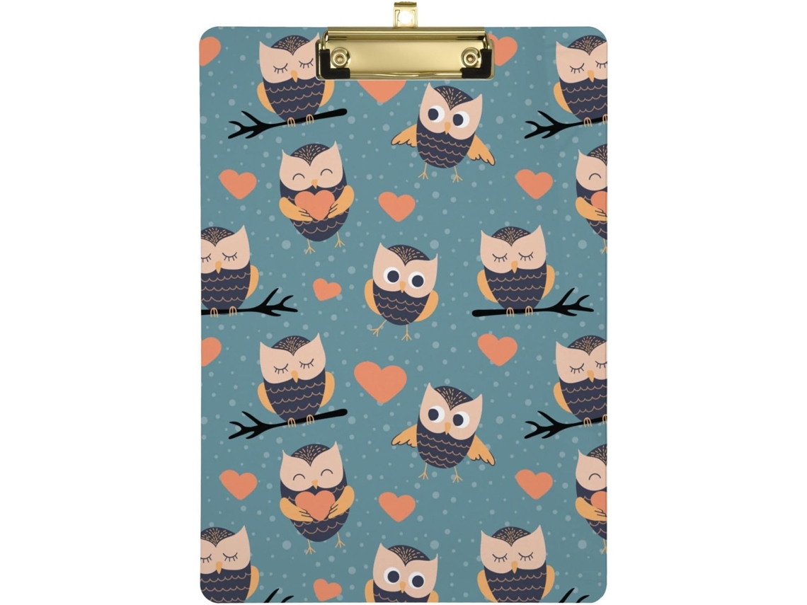 Bolsa médica Prancheta com estampa Coruja em estilo cartoon, ideal para enfermeiros e instrutores.