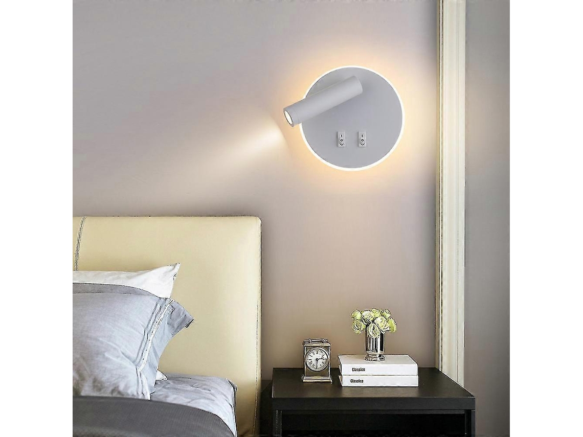 Rebe lâmpada de Parede Led para Quarto com Interruptor Luz de Leitura Ajustável 11w Luz Quente 3000k Corredor de Hotel