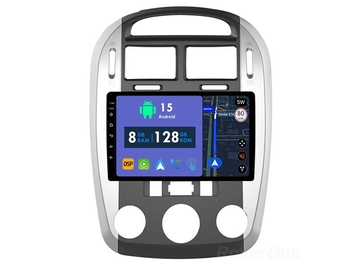 Auto Rádio Carro Bluetooth Autoradio 8GB RAM 128G ROM CarPlay Navegação GPS Ecrã Táctil RoverOne para Kia Cerato 1 LD 2004-2008  