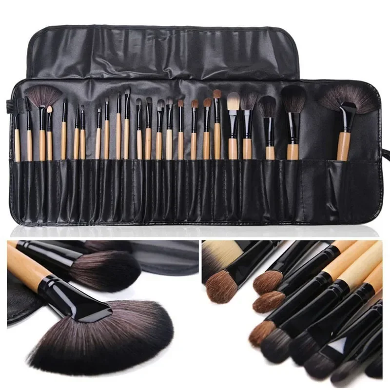 Conjunto de 24 Pincéis de Maquiagem Profissionais : Pincel para Sobrancelhas, Pincel para Base, Pincel para Sombra. MDUG (bege)