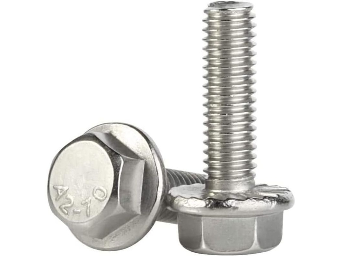 Parafusos de Cabeça Hexagonal com Borda M8 x 10mm Aço Inoxidável A2 Din 6921, 20 Unidades S/MARCA