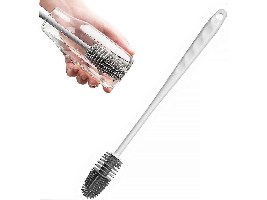 Escova De Silicone Macia Com Cabo Longo Para Limpeza De Mamadeiras E Copos (branca)