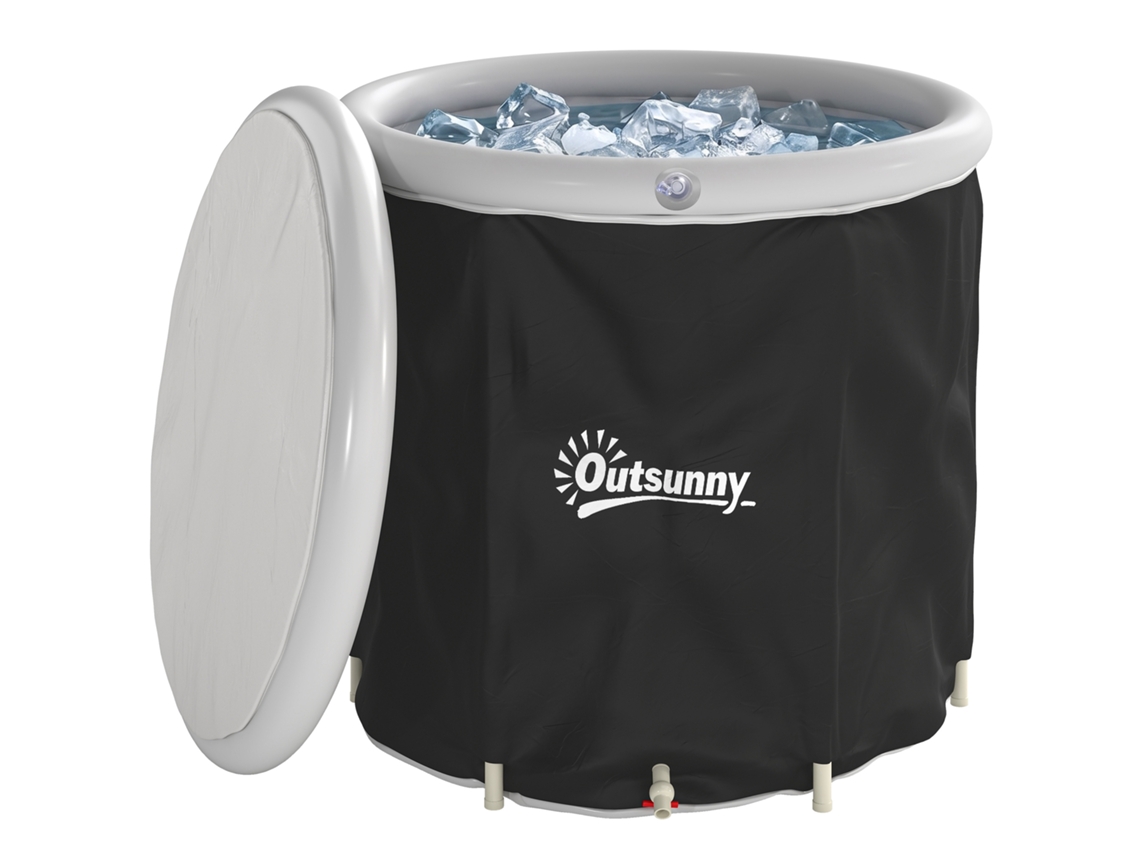 Banheira Gelo 280l P/ Desportistas C/ Tampa E Bomba, Ø78x71cm, Preto