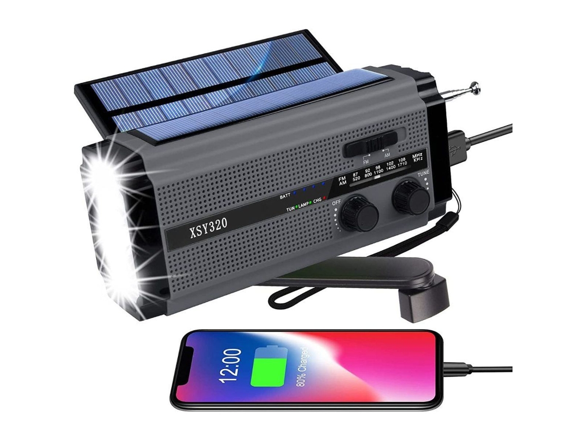 Rádio de Emergência Movido a Energia Solar 2.0, Manivela, Portátil AQUAFORGE