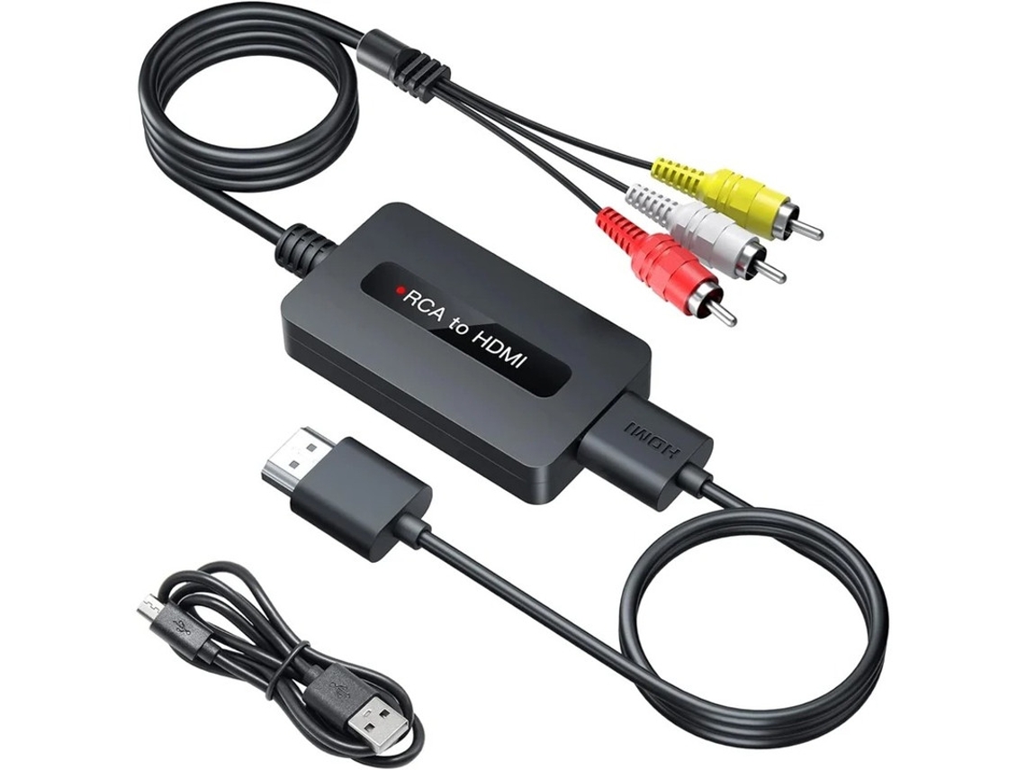 Conversor Adaptador De Comutador Composto Cvbs Av 1080p Rca Para Hdmi Compat Ps2/ps3/xbox/wii/vhs/vcr/dvd/tv/pc Pal/ntsc, Plug Play Bestvite