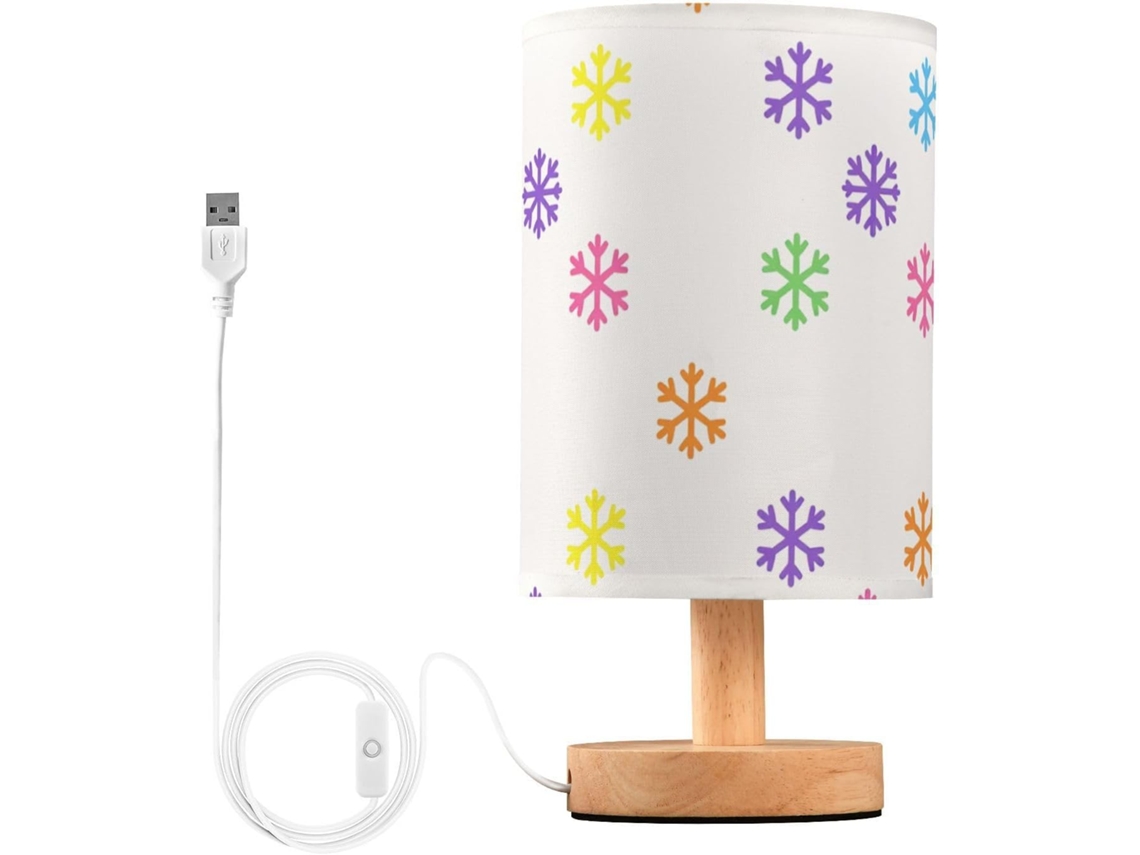 Abajur De Mesa Com Aquarela Arco Íris E Flocos Neve, Luz Noturna Para Banheiro, Estilo Fazenda, Ideal Para Quarto De