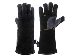 Luvas De Couro Resistentes A Calor Extremo E Fogo Com Costura De Kevlar Para Chaminé, Forno, Barbacoa, Soldadura E Churrasqueira 14 Polegadas