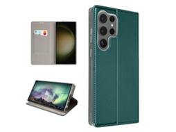 Capa Para Samsung Galaxy S23 Ultra Ushion Pele Com Porta-cartões Verde
