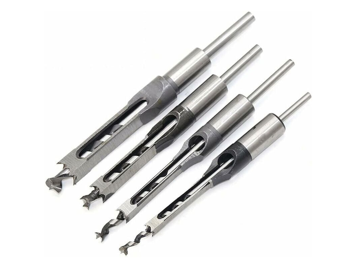 Lurelia Martelo De Reflexos, Conjunto De 4 Brocas Para Furos Quadrados, Furador De Aço, Ferramentas Para Carpintaria (1/4 1/2 5/16 3/8 Polegadas), 6
