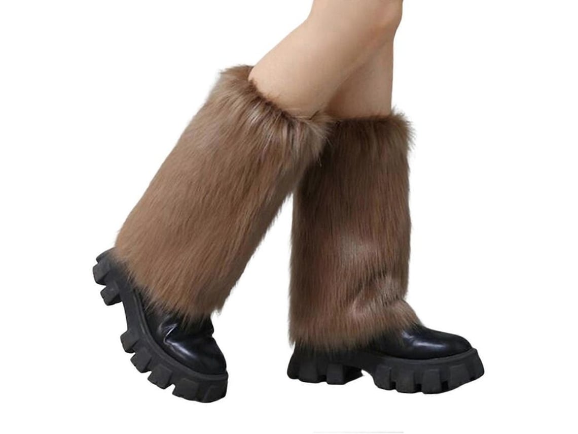 2026 calientapiernas de Pelo Falso Suave para Mujeres Niñas Mangas de Botas Peludas Acogedoras para Invierno Otoño