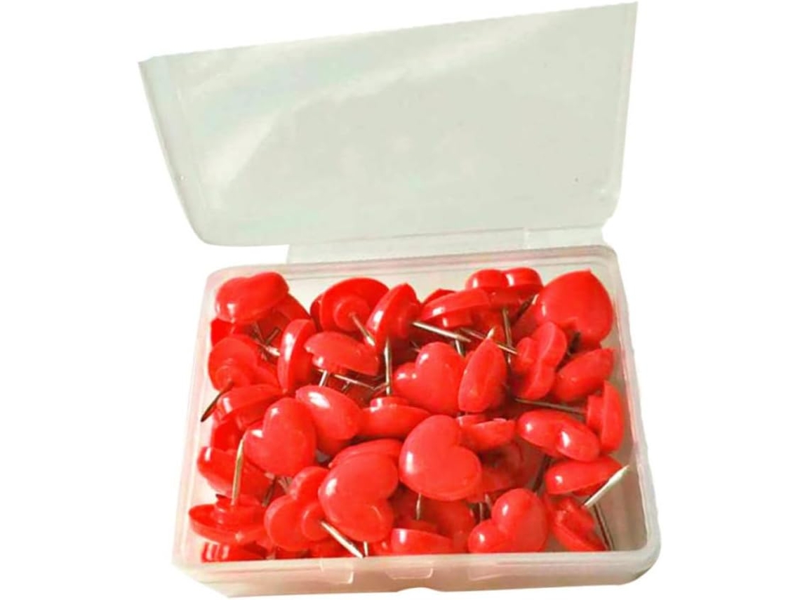 Fuoyloo Easy Insert Tachinas, 2 caixas de plástico vermelhas em formato de coração para fixar fotos e documentos.