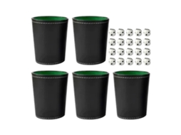 Conjunto De 5 Copo De Dados Em Couro Pu Com 20 Dados Pontilhados Para Bar E Casa