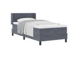 Cama De Solteiro | Camas Para Quarto | Cama Box Com Colchão Cinza Escuro 200 X 100 Cm Poliéster