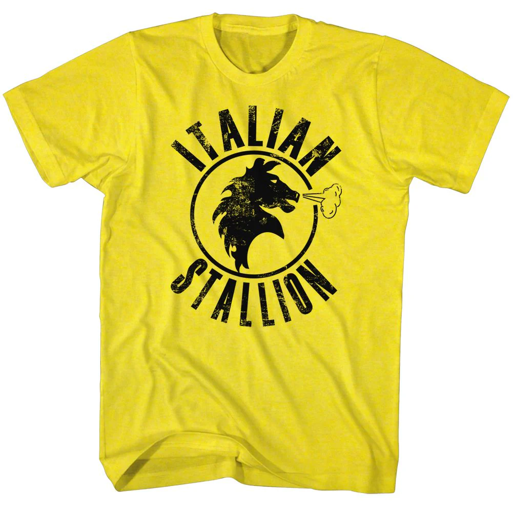 Unisex Adult T-shirt Rockinstone Rocky Movie Italian Stallion Solid Yellow Sizem
