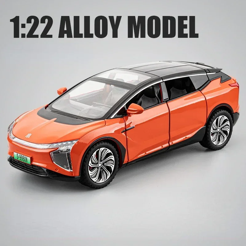 (hiphi Orange) Miniatura De Carro Em Liga Metálica Fundida, Escala 1:22 - Portas Que Abrem - Funções De Som E Luz