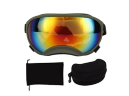 Óculos de Sol para Cães Windproof UV com Correia Ajustável Moldura Verde Lentes Vermelhas