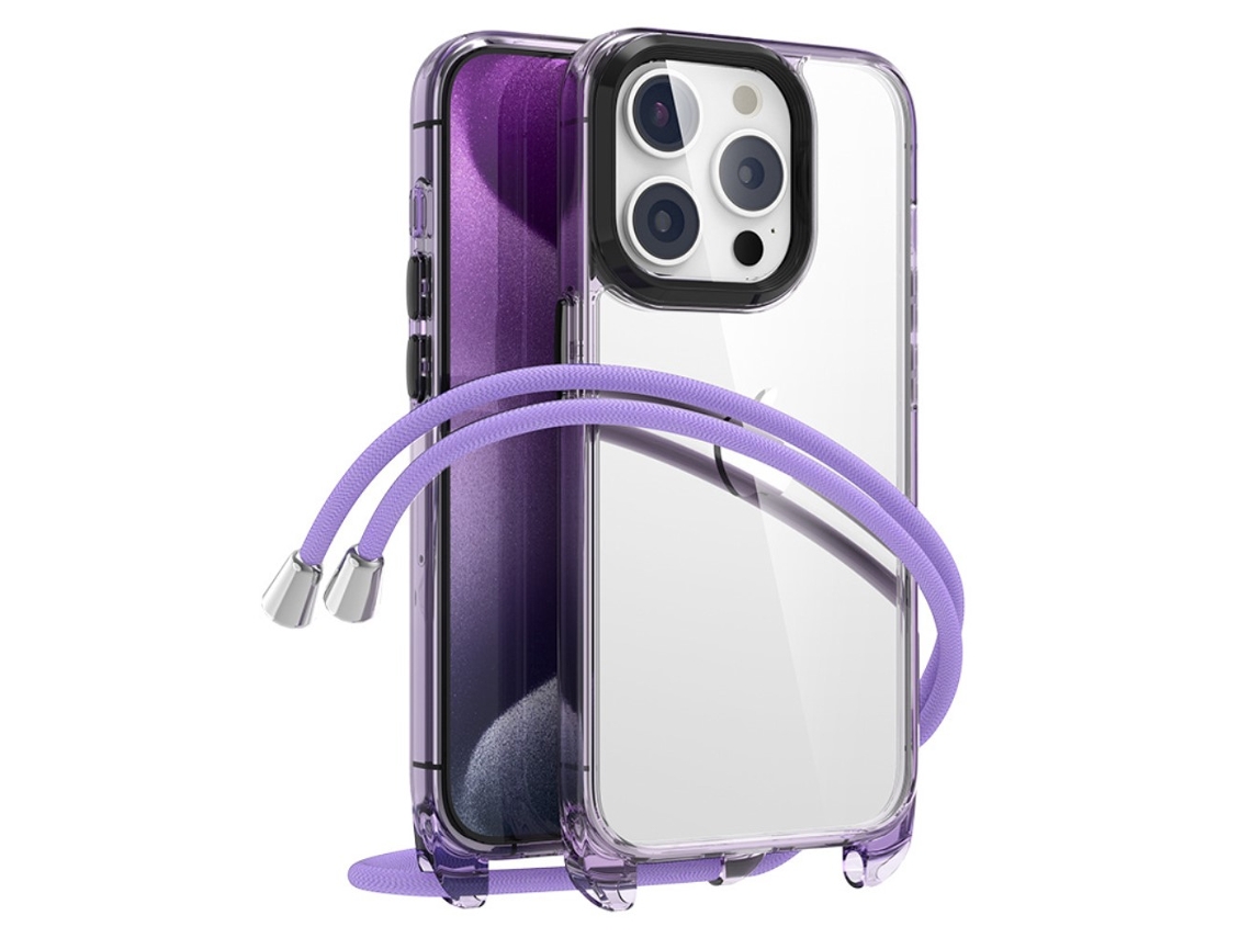 Correia Casa Para Iphone 15 Pro Max Pele Sintética Transparente